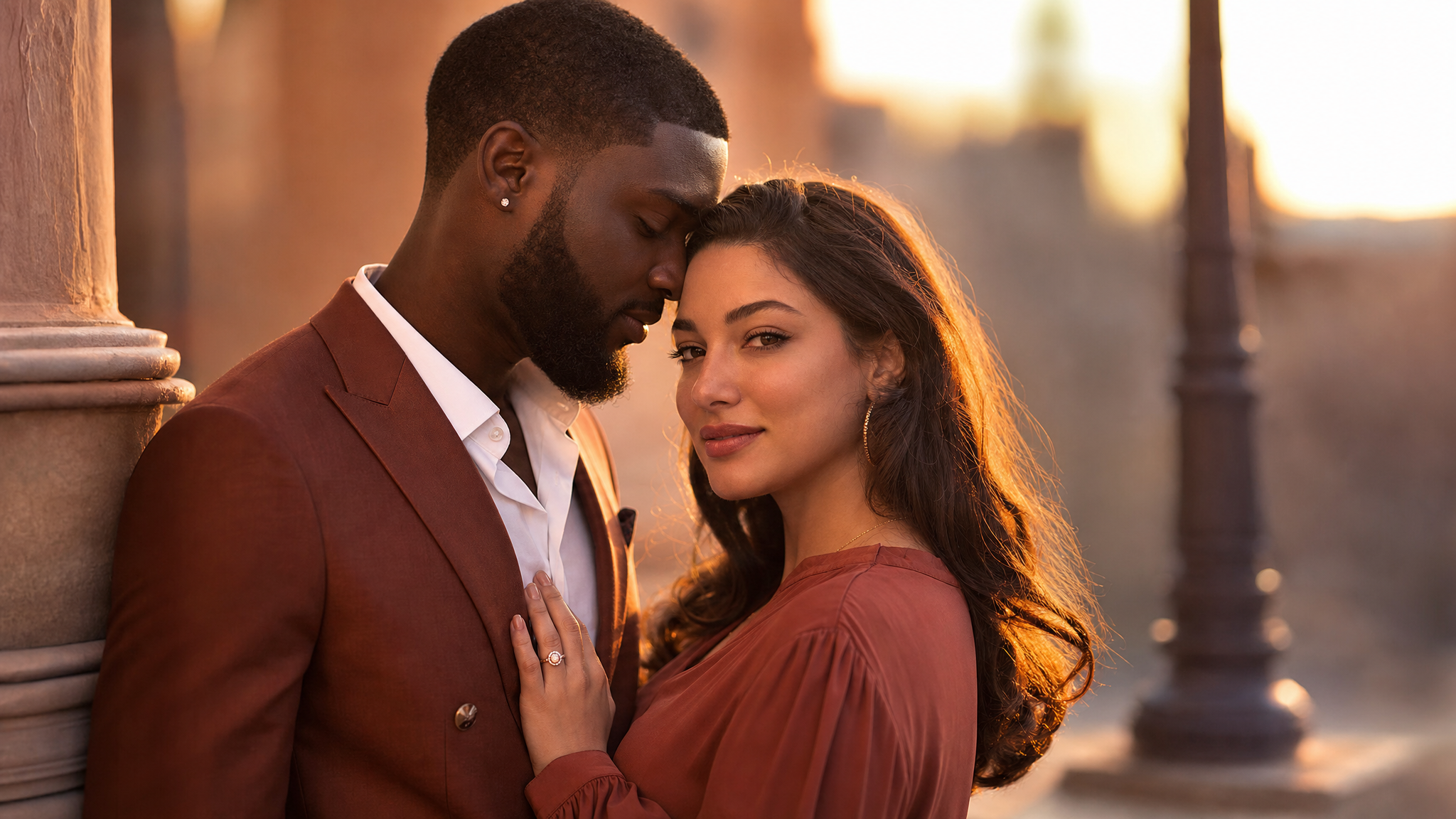A warm, stylish image representing interracial content creators and their audience