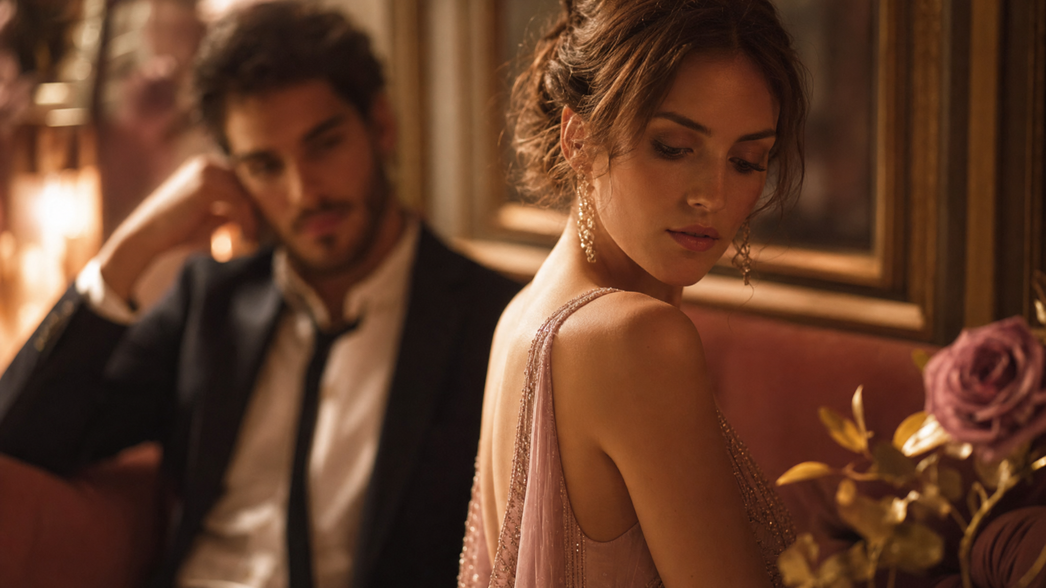 Married couple sharing a tender moment as the wife poses in lingerie for tasteful wife content